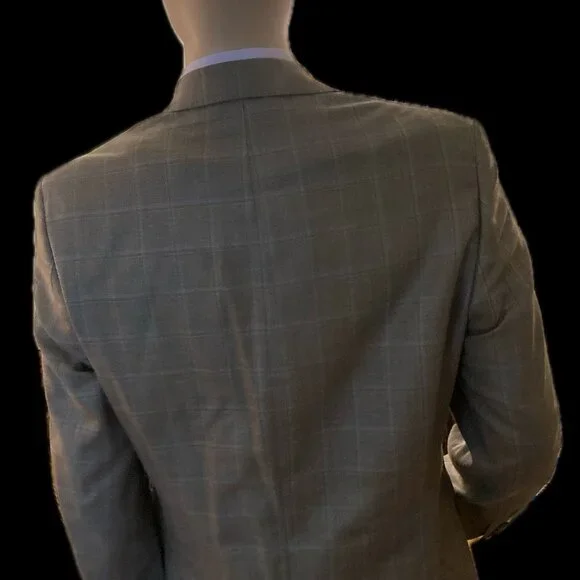 Calvin Klein 40R 52% Silk 48% Wool Sports Jacket Windowpane